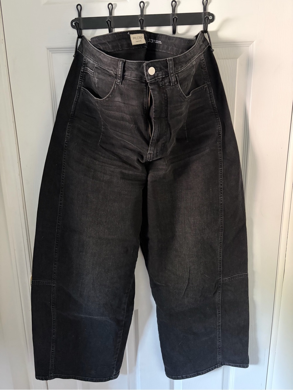 Pilcro Black Relaxed Wide-Leg Jeans